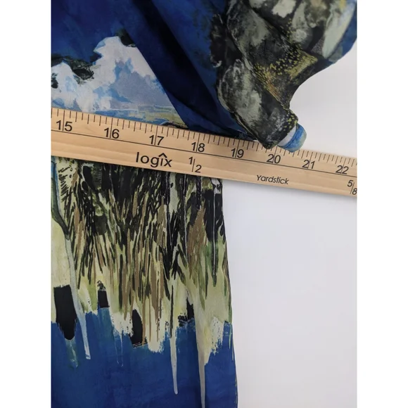 & Other Stories Dress Womens 4 Blue Horses Landscape Printed Boho Art Western - Picture 11 of 12